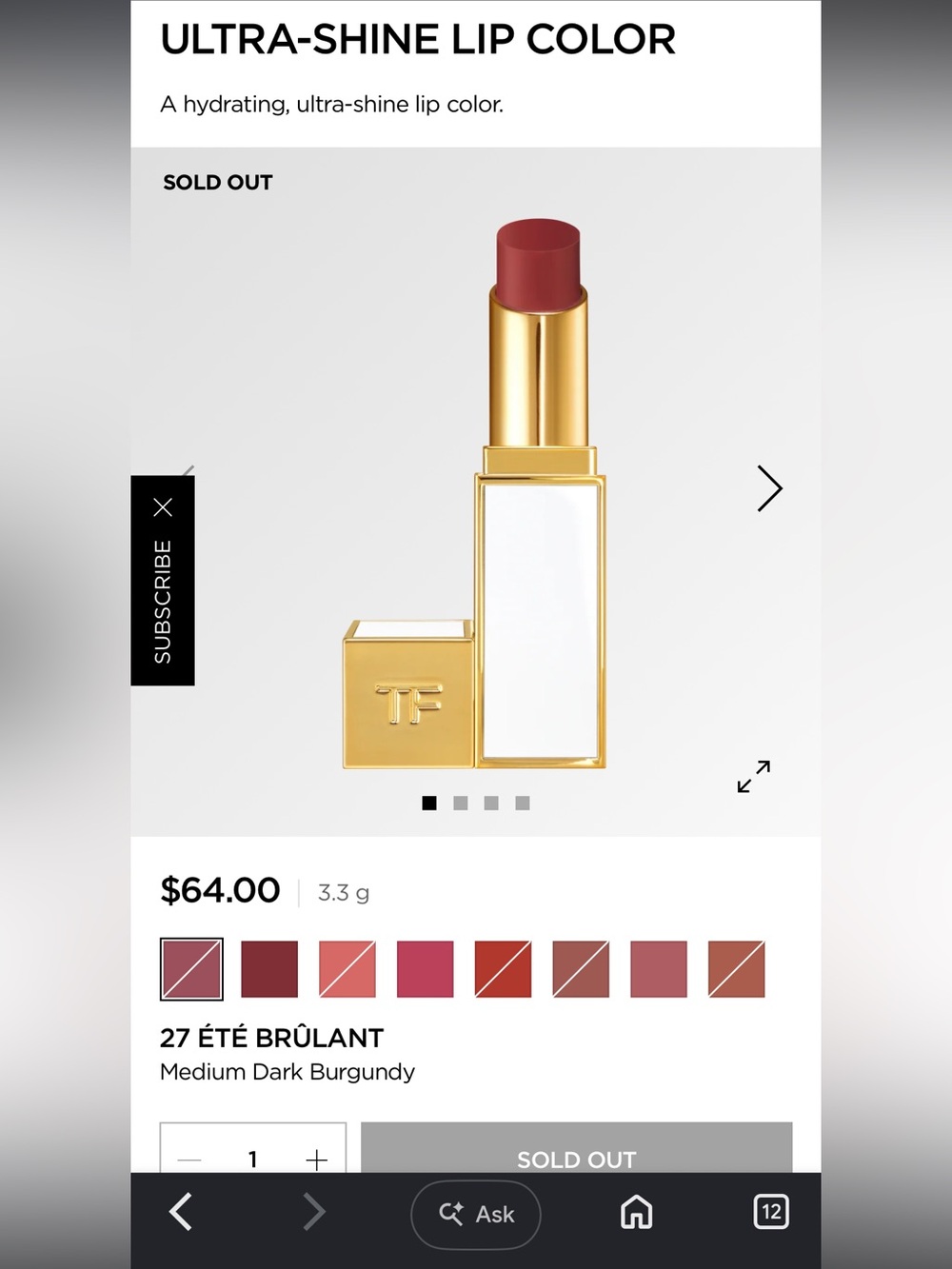 Tom Ford ultra shine lip color